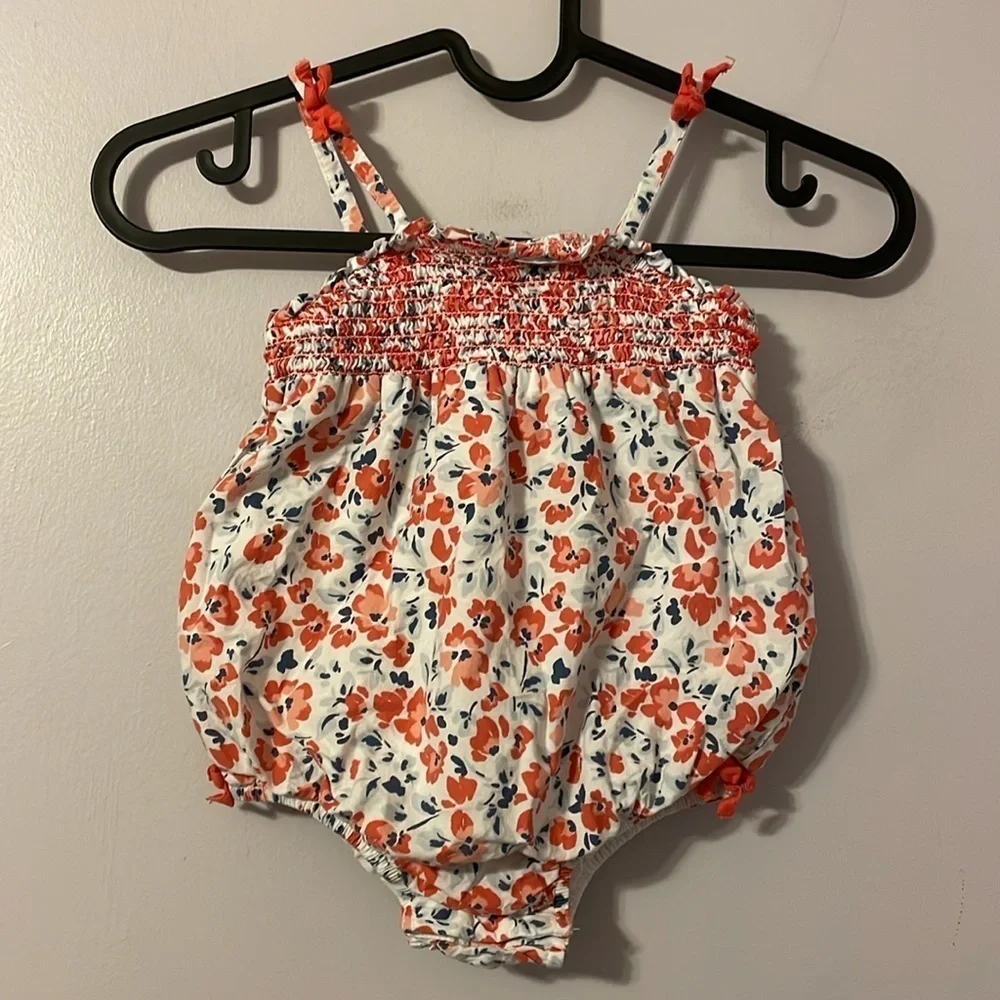 Tommy Bahama Floral Smocked Top Onesie Bodysuit Sleeveless size 18 months